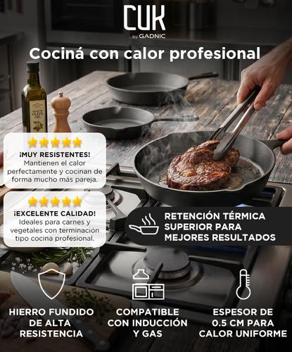 Set x 3 Sartenes Hierro Fundido CUK By Gadnic Inducción Cocina  - 1