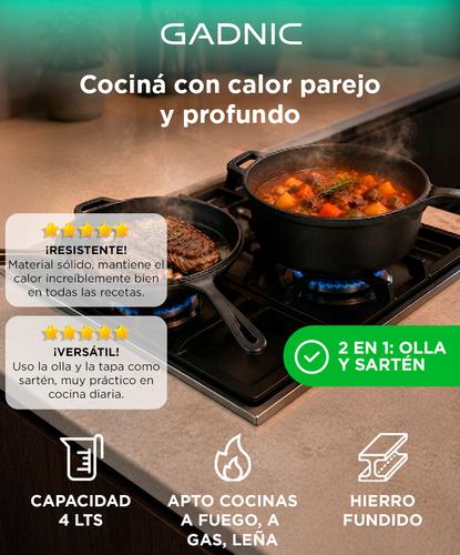 Olla Sartén Gadnic De Hierro Fundido Doble Función Tipo Horno Holandés - 1