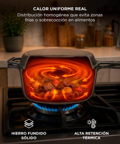 Olla Sartén Gadnic De Hierro Fundido Doble Función Tipo Horno Holandés - 2