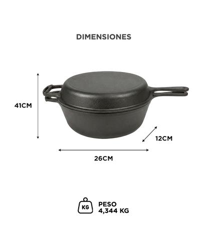 Olla Sartén Gadnic De Hierro Fundido Doble Función Tipo Horno Holandés - 5