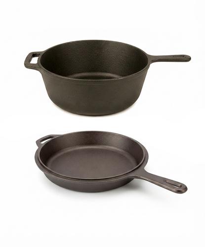 Olla Sartén Gadnic De Hierro Fundido Doble Función Tipo Horno Holandés - 6