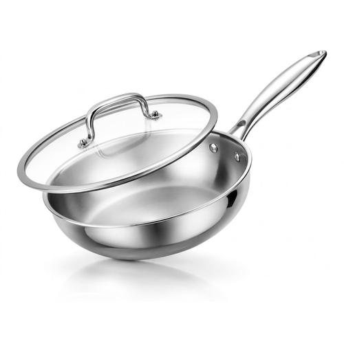 Sartén Con Tapa De Vidrio Templado Cuk By Gadnic 28 cm Multicapa Acero Inoxidable 3.7 Lts Mango  - 0