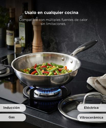 Sartén Con Tapa De Vidrio Templado Cuk By Gadnic 28 cm Multicapa Acero Inoxidable 3.7 Lts Mango  - 3