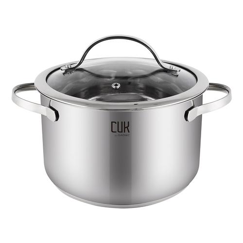 Olla Cacerola Cuk By Gadnic Acero Inoxidable Triple Fondo Con Tapa De Vidrio Templado 4 Litros  - 0