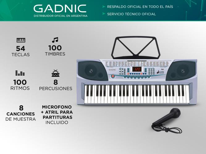 Órgano Eléctrico Gadnic T01 54 Teclas 100 Ritmos 8 Percusiones 4 1/2 Octavas  - 1