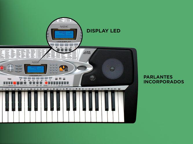 Órgano Eléctrico Gadnic T02 54 Teclas 100 Ritmos 8 Percusiones 4 1/2 Octavas  - 2