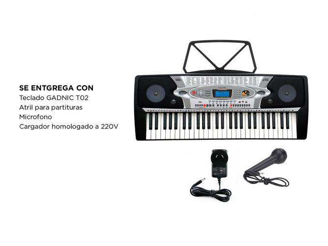 Órgano Eléctrico Gadnic T02 54 Teclas 100 Ritmos 8 Percusiones 4 1/2 Octavas  - 6
