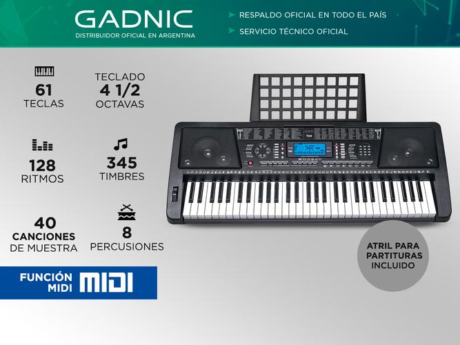 Órgano Eléctrico Gadnic T04 61 Teclas Display LCD Midi 128 Ritmos 4 1/2 Octavas - 1