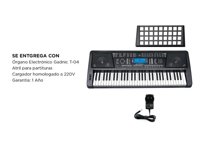 Órgano Eléctrico Gadnic T04 61 Teclas Display LCD Midi 128 Ritmos 4 1/2 Octavas - 6