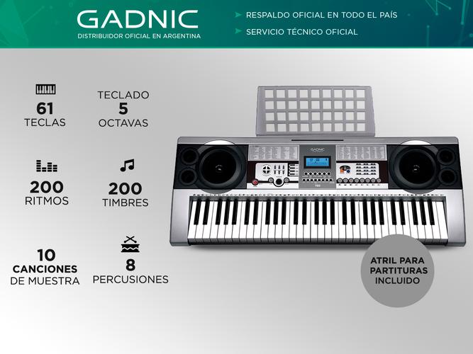 Órgano Eléctrico Gadnic T03 61 Teclas 5 Octavas 200 Ritmos 8 Percusiones - 1