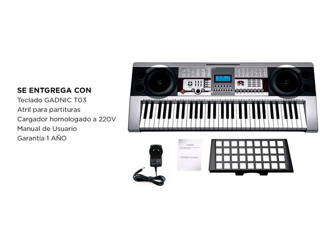 Órgano Eléctrico Gadnic T03 61 Teclas 5 Octavas 200 Ritmos 8 Percusiones - 6