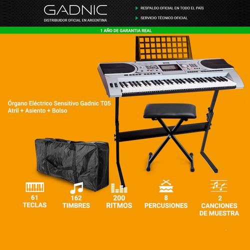 Órgano Eléctrico Sensitivo Gadnic T05 Atril + Asiento + Bolso - 1