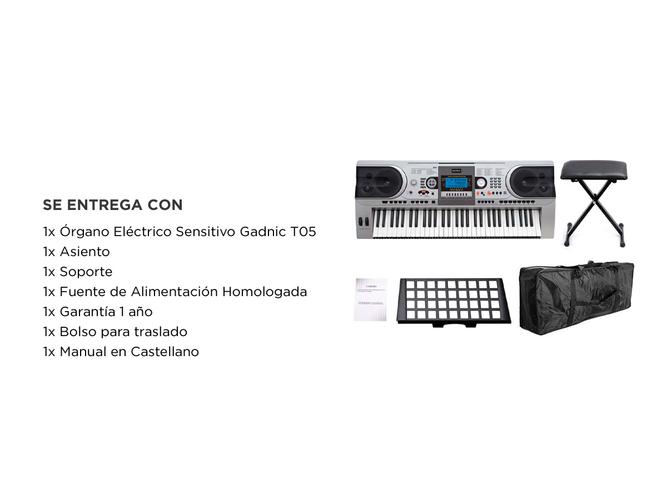 Órgano Eléctrico Sensitivo Gadnic T05 Atril + Asiento + Bolso - 6