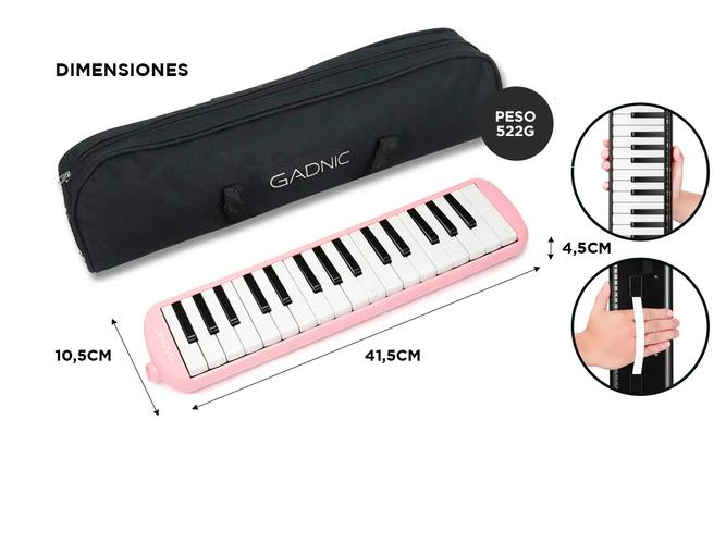 Flauta Melódica Gadnic Piano 32 Teclas + Accesorios - 4