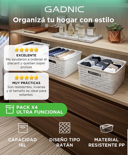 Set X4 Organizadores Gadnic Canastos Medianos 40cm 16L - 1