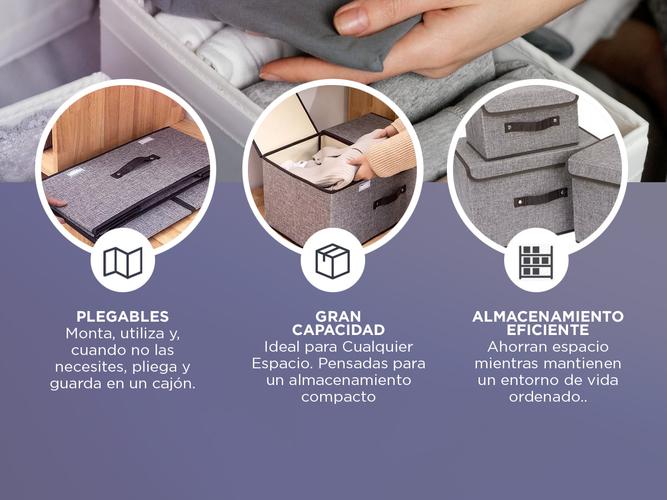 Set x4 Cajas de Tela Gadnic Canasto Organizador - 3
