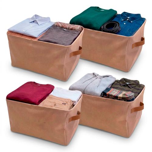 Set X4 Cajas Organizadoras GADNIC Plegables Contenedores De Tela Multiuso  - 0