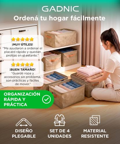 Set X4 Cajas Organizadoras GADNIC Plegables Contenedores De Tela Multiuso  - 1