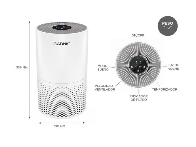 Purificador de Aire GADNIC OZ600 Con Filtro HEPA H12 Para Alergias De Polen  - 5