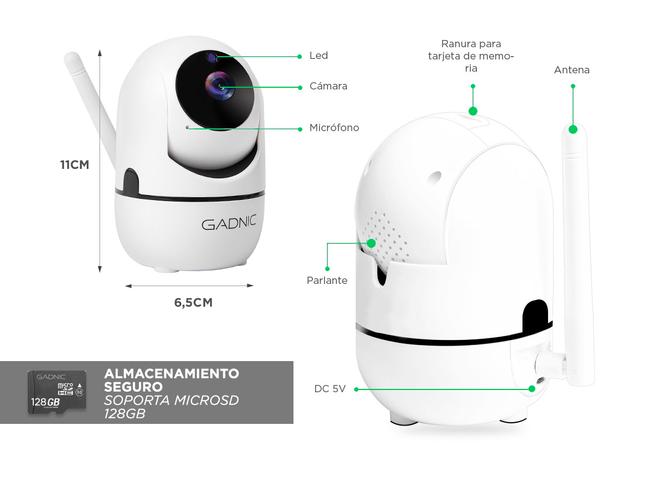 Baby Call Cámara De Seguridad Gadnic SX9 IP Motorizada WiFi P2P Full Hd Visión Nocturna - 5