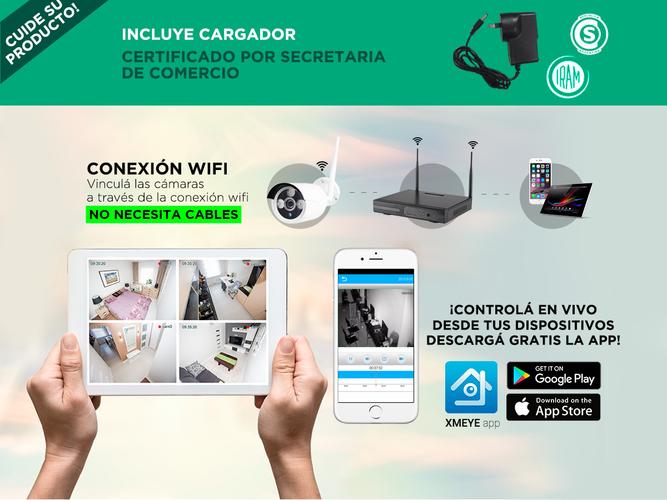 Kit x 4 Cámaras de Seguridad Sx24 Interior Exterior NVR 1TB  1 Fuente Switching 12v a 10a - 4