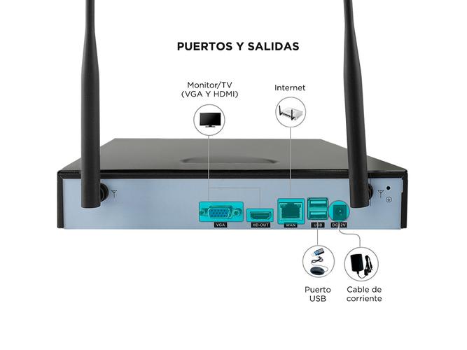 Kit x 4 Cámaras de Seguridad Sx24 Interior Exterior NVR 1TB  1 Fuente Switching 12v a 10a - 5