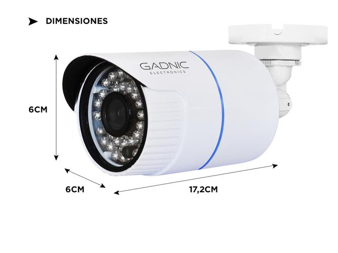 Cámara De Seguridad Gadnic Bullet IP CCTV Hd 720P Visión Nocturna Incluye Cable BNC Video Y DC - 5