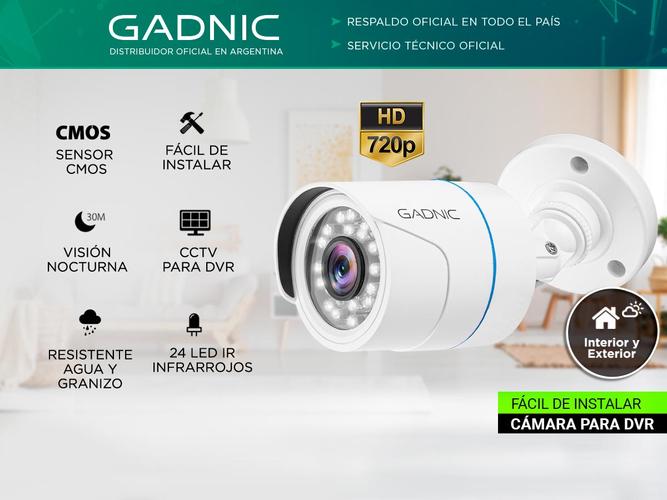 Cámara de Seguridad Gadnic HD Interior / Exterior Infrarroja Visión Nocturna Cable 20mt - 1