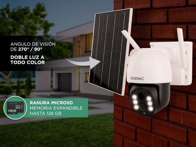 Camara seguridad Gadnic CMSOL42 Panel Solar 3MP Wifi batería recargable impermeable inalámbrica exterior visión nocturna Usado - 3