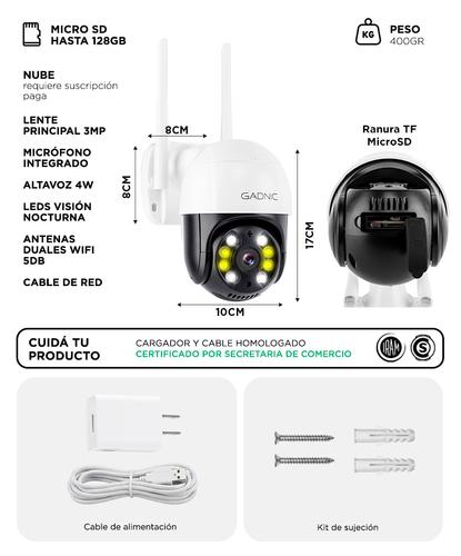 Cámara de Seguridad Gadnic P245F22 Domo 3MP IP66 Wifi Visión Nocturna - 6