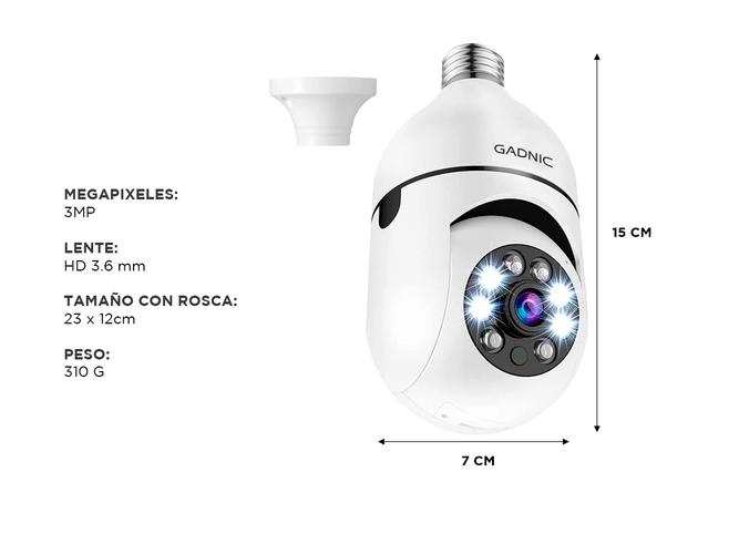 Kit x3 Camara IP Bulbo Gadnic - 5