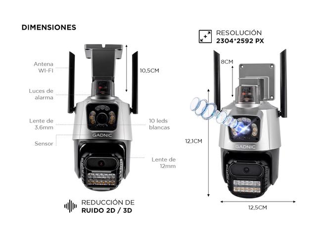 Cámara de Seguridad Dual Gadnic con Sirena - 5