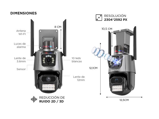 Cámara de Seguridad Dual Gadnic con Sirena - 5
