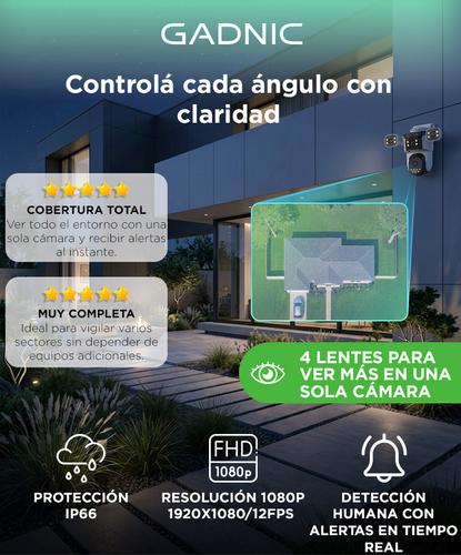 Cámara de Seguridad Gadnic WiFi BT con Control Desde App 1080P 4 Lentes Exterior  - 1
