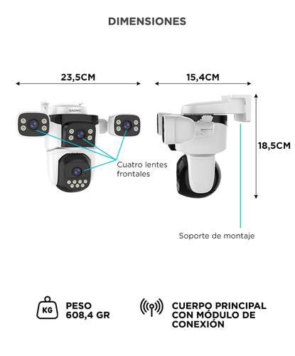 Cámara de Seguridad Gadnic WiFi BT con Control Desde App 1080P 4 Lentes Exterior  - 5