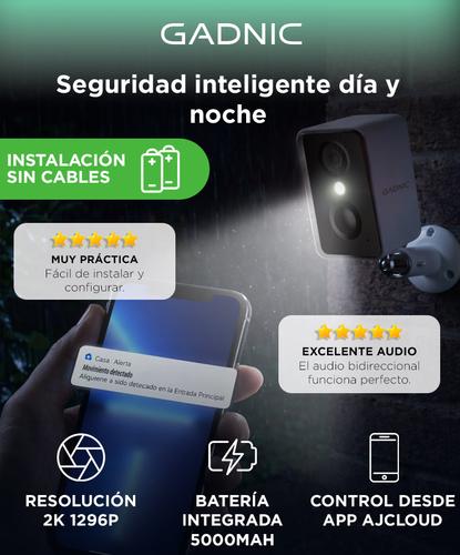 Camara Seguridad Gadnic Wifi Interior Exterior Full HD 1296P Vision Nocturna Audio Bidireccional App AJ Cloud IP65 - 1