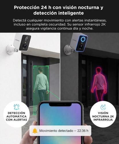 Camara Seguridad Gadnic Wifi Interior Exterior Full HD 1296P Vision Nocturna Audio Bidireccional App AJ Cloud IP65 - 3