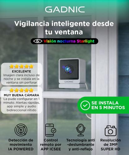 Cámara de seguridad Gadnic Wifi 3MP Mini Interior Ventana Full HD Visión Nocturna - 1