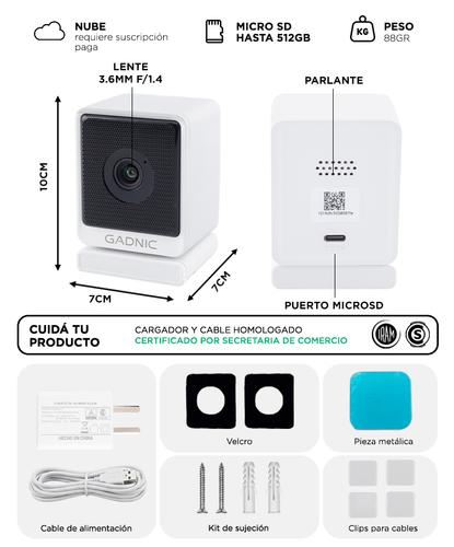 Cámara de seguridad Gadnic Wifi 3MP Mini Interior Ventana Full HD Visión Nocturna - 6