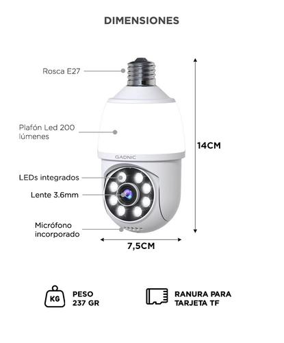 Cámara de Seguridad WiFi Gadnic Lámpara 360° 3MP  - 5