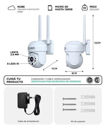 Camara De Seguridad Wifi Ziyen ZX39 2MP 1080p PTZ Movimiento 270 90 Vision Nocturna Audio Bidireccional Exterior - 6