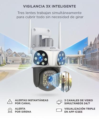 Cámara Seguridad Triple Lente Gadnic WiFi 2K 3MP PTZ Exterior 44 LEDs Visión Nocturna Color - 2