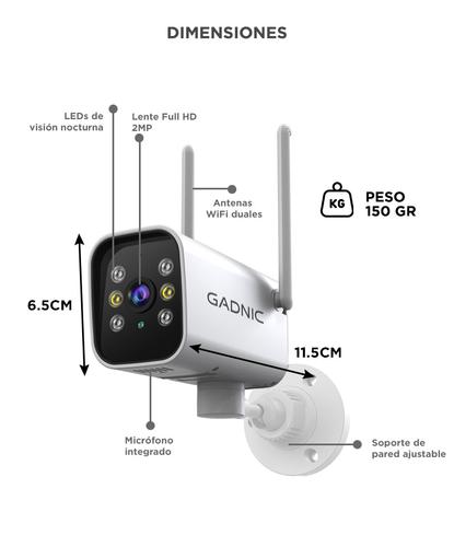 Cámara Seguridad Exterior Gadnic WiFi 1080P 6 Leds Visión Nocturna a Color - 5