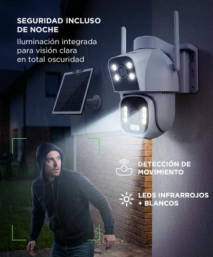 Camara De Seguridad Solar Gadnic WiFi 3MP Doble Lente PTZ Giro 355 Grados Vision Nocturna Dual Audio Bidireccional Bateria 16000 mAh Panel Solar App ICSee Compatible Android iOS - 3