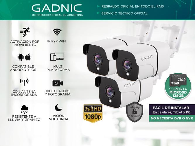 Kit Camaras de Seguridad Gadnic IP Wifi Exterior x3 - 1