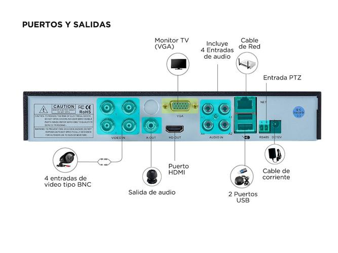 Cámaras de Seguridad PK1100  DVR Gadnic x4 Interior  Exterior IP CCTV Visión Nocturna - 5