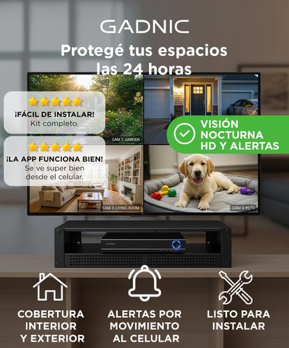 Cámaras de Seguridad PK1100  DVR Gadnic x4 Interior  Exterior IP CCTV Visión Nocturna - 1