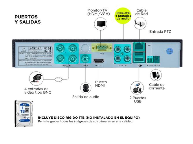 Cámaras de Seguridad  DVR Gadnic x4 Interior  Exterior IP CCTV Visión Nocturna 1Tb - 5