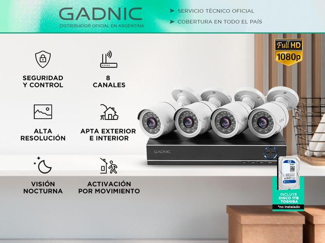 Cámaras de Seguridad x4  DVR 8CH Gadnic SX14 Interior  Exterior IP CCTV Visión Nocturna 1Tb - 1