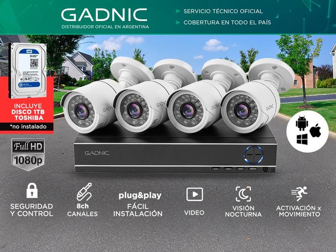 Kit x 4 Camaras de Seguridad Exterior DVR + Fuente Switching 12v a 10a 1TB - 1